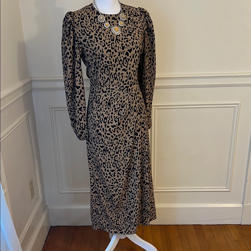 Primark Black and Tan Sheath Dress with Bishop Sleeves
